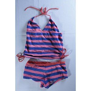 YMI Tankini boy shorts girls sz 12 pink blue strip